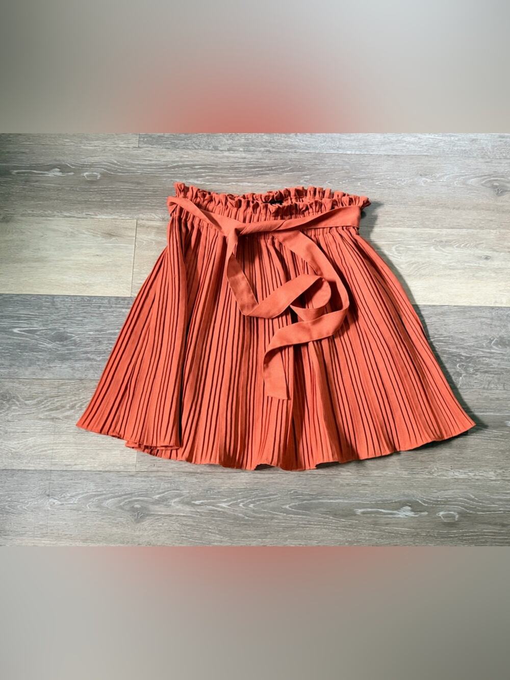 Haute Monde Medium Orange Pleated Skirt